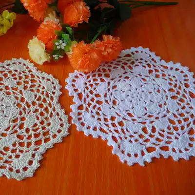 I love my home handmade crocheted coaster decorative mat Beige white