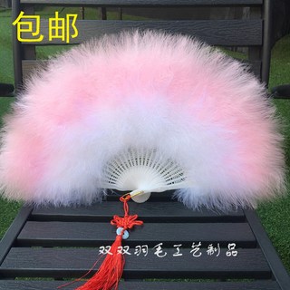 Cheongsam for stage performance, thickened show, double feather fan