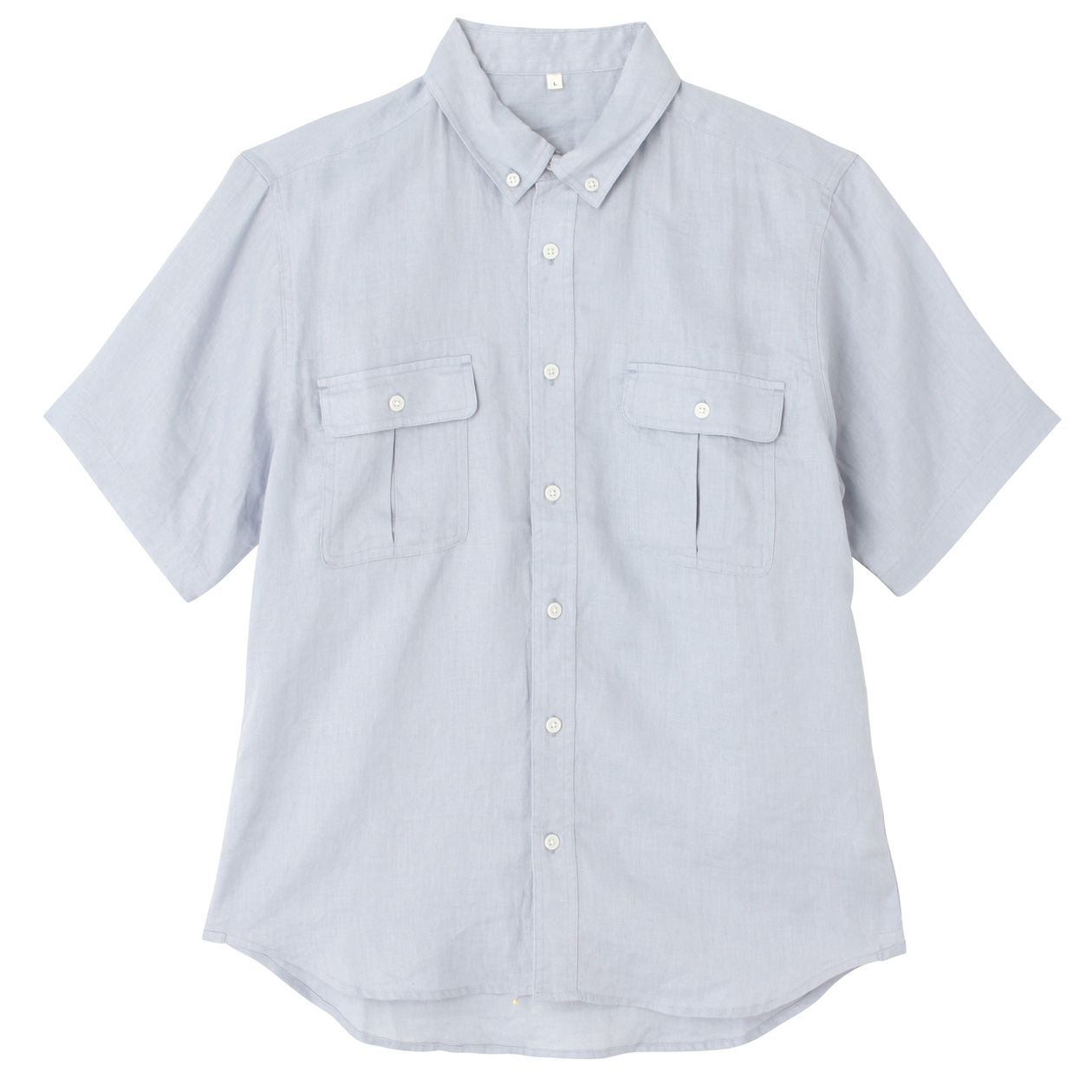 无印良品MUJI 男式 法国亚麻双口袋短袖衬衫