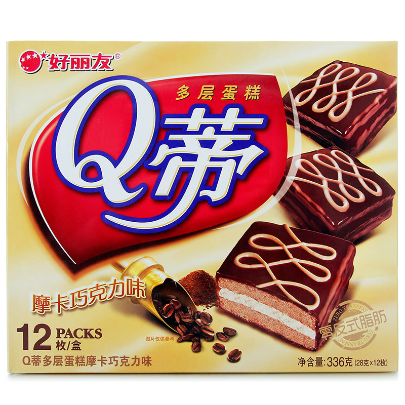 【天猫超市】好丽友   Q蒂多层蛋糕     (摩卡巧克力味)  12枚/盒