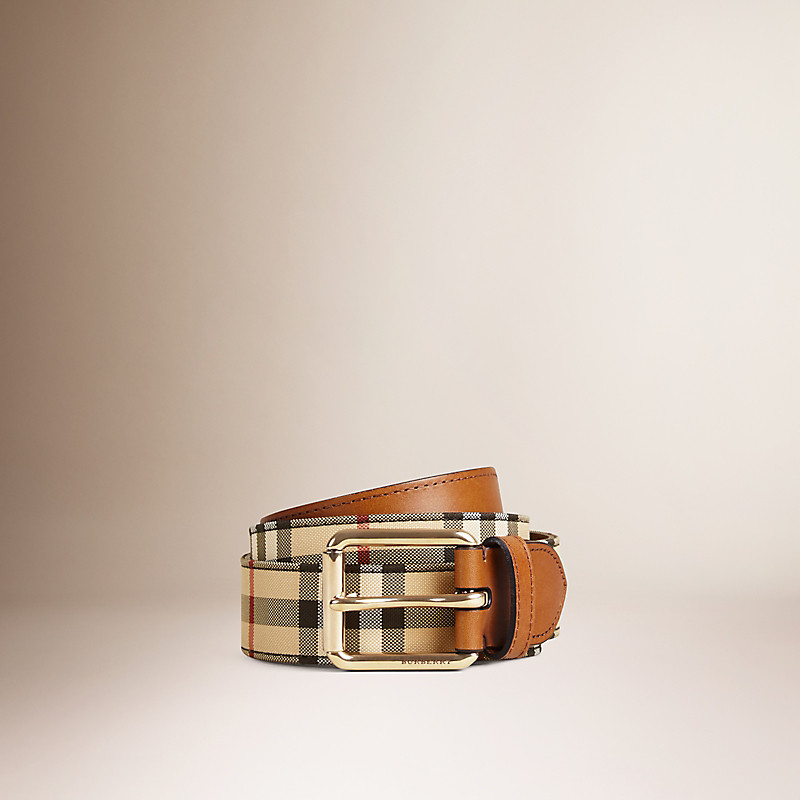 Burberry博柏利 Horseferry 格纹皮革腰带 39763551
