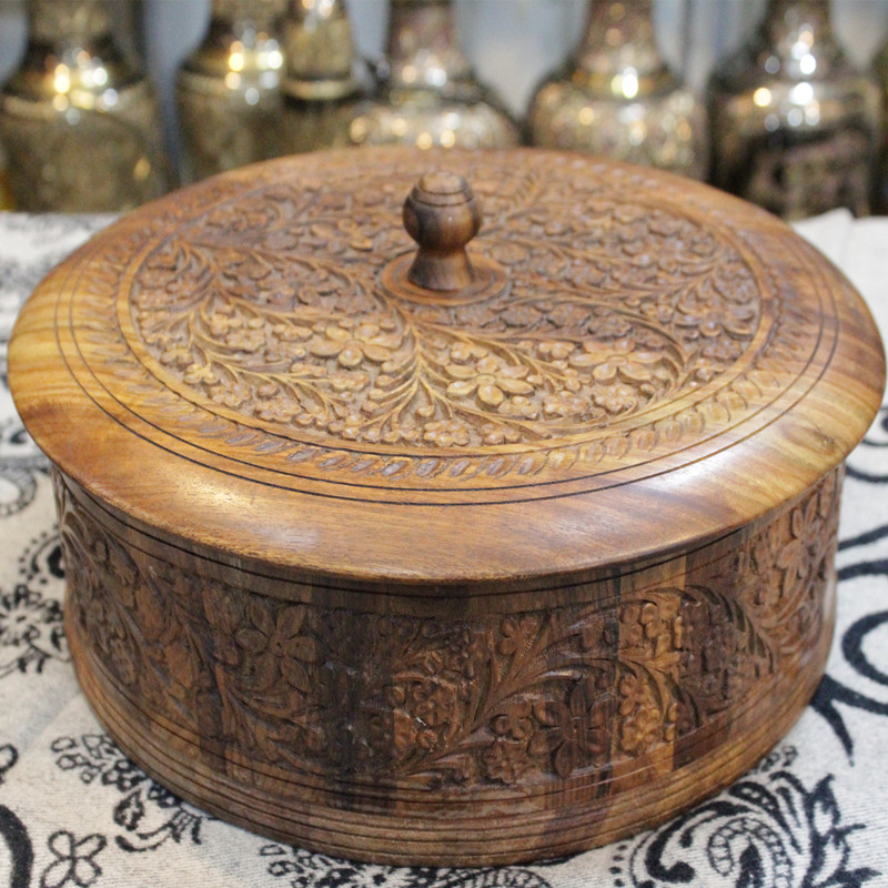 Pakistan Walnut Stereo Carved Dry Fruit Box Manufacturer Direct Selling Home Fittings Gift