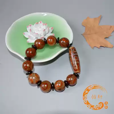 Tibet old sky beads hand string nine eyes three eyes original stone hand men and women hand string Fidelity natural chalcedony agate genuine