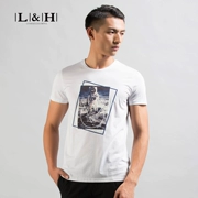 Luo Haonan Mỏng Thời Trang Mùa Hè In Trắng Chitin Ngắn Tay Áo T-Shirt Vòng Cổ Áo Người Đàn Ông Hoang Dã của Áo Sơ Mi