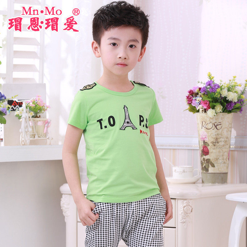 瑁恩瑁爱2016夏季新款儿童圆领短袖T恤男孩纯色打底衫男童上衣