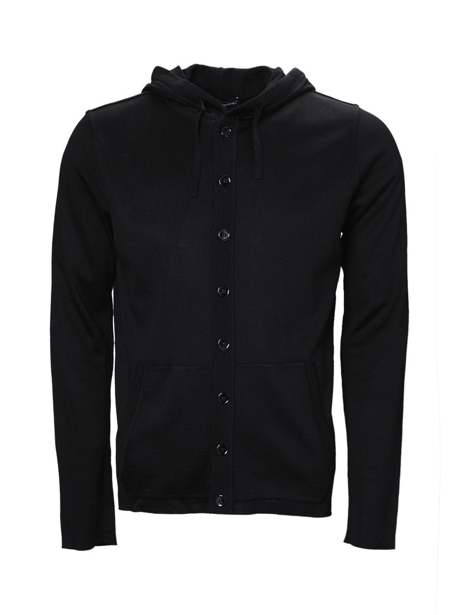 Dolce&Gabbana 黑色连帽饰修身针织外套