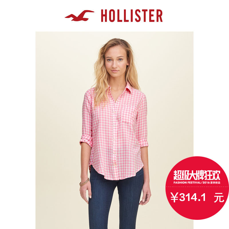 Hollister 2016春装新款休闲口袋衬衫 女 115122