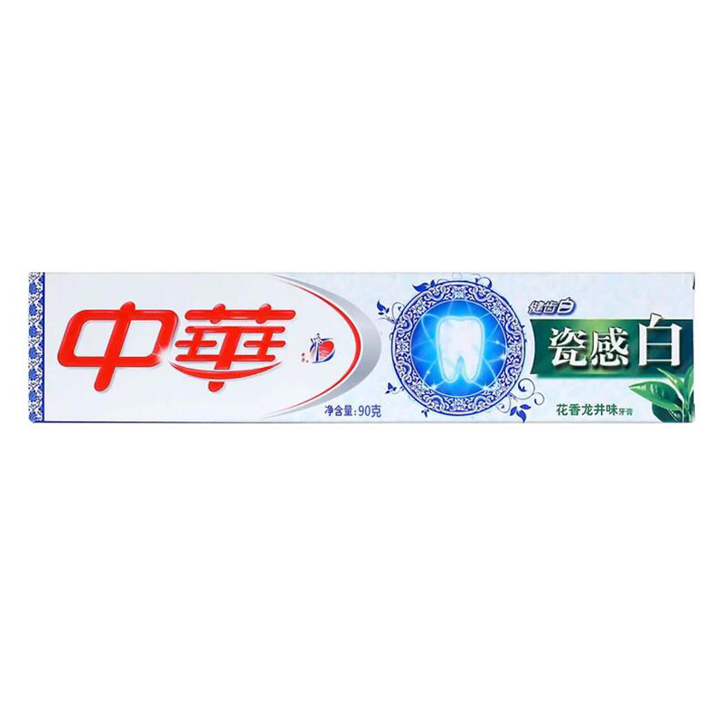 中华牙膏瓷感白系列花香龙井味90g 清新口气去口臭美白固齿除牙垢