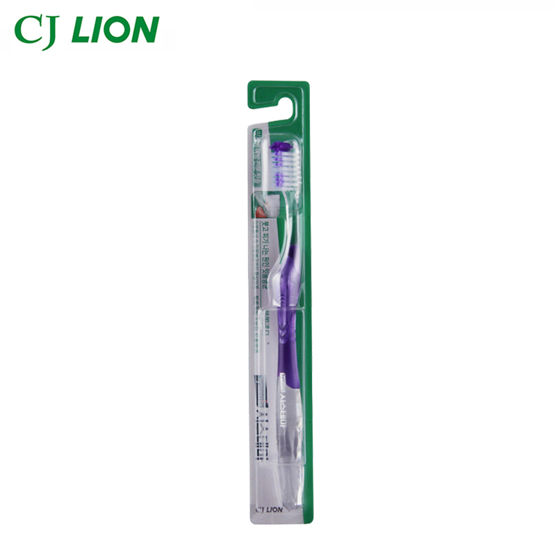 韩国进口 希杰狮王CJLION 顿特斯特双重清洁牙刷 细毛软毛成人