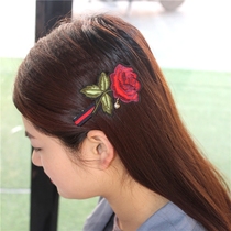 Japan and South Korea rose hair clip bangs clip Korean embroidery edge clip Adult headdress flower face hair clip large clip