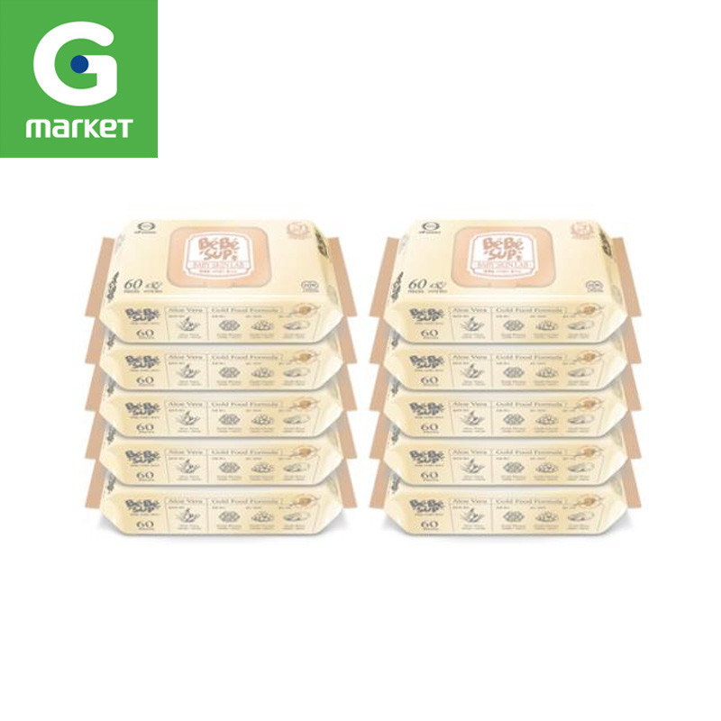 韩国正品 Gmarket生活[Be Be SUP]婴儿超柔加厚湿巾60片x10包