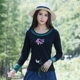 Áo thun nữ tay dài 2018 họa tiết xuân hè cotton thêu Slim size size lớn dân tộc nữ thêu áo thêu cổ tròn áo vest nữ dáng dài Cộng với kích thước quần áo