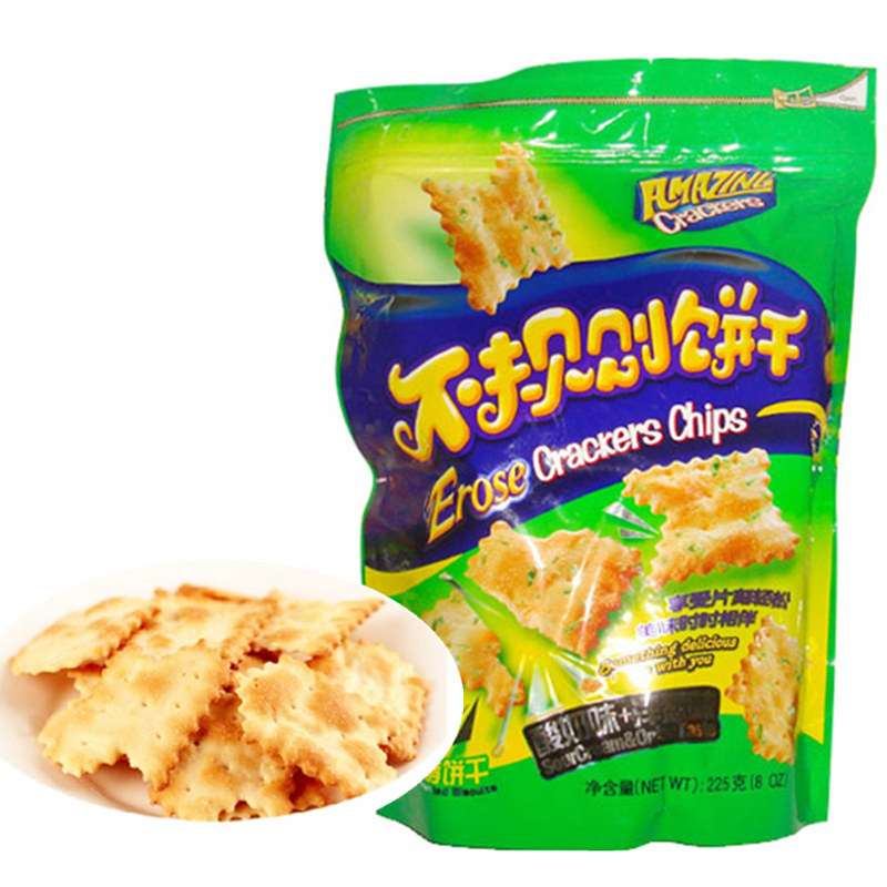 【天猫超市】味之旅不规则梳打饼干奶酪洋葱味225g办公室休闲零食