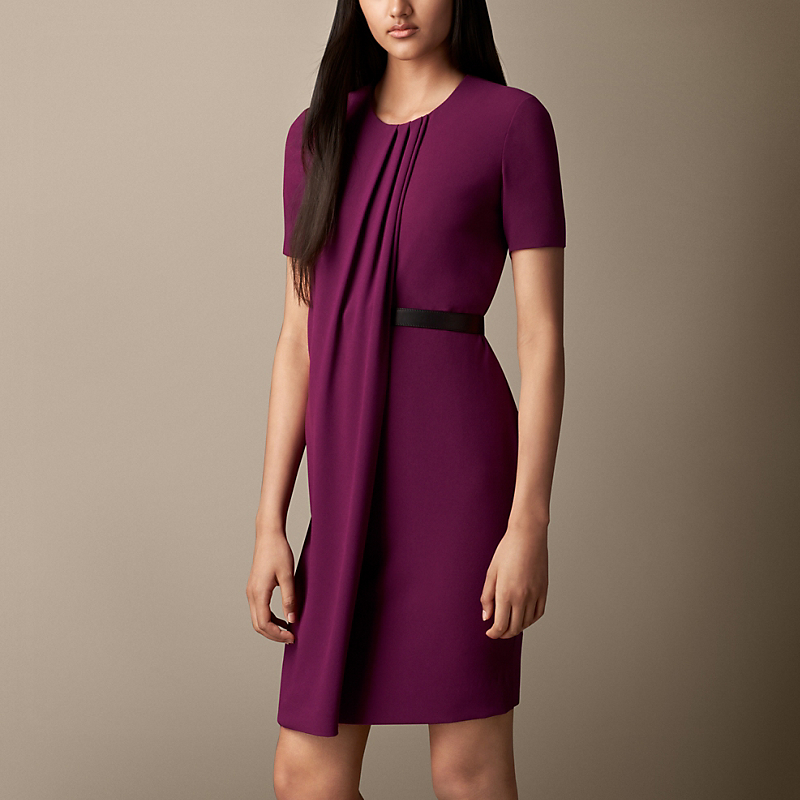 Burberry博柏利 女士缎面背衬绉丝系带连衣裙 39461561