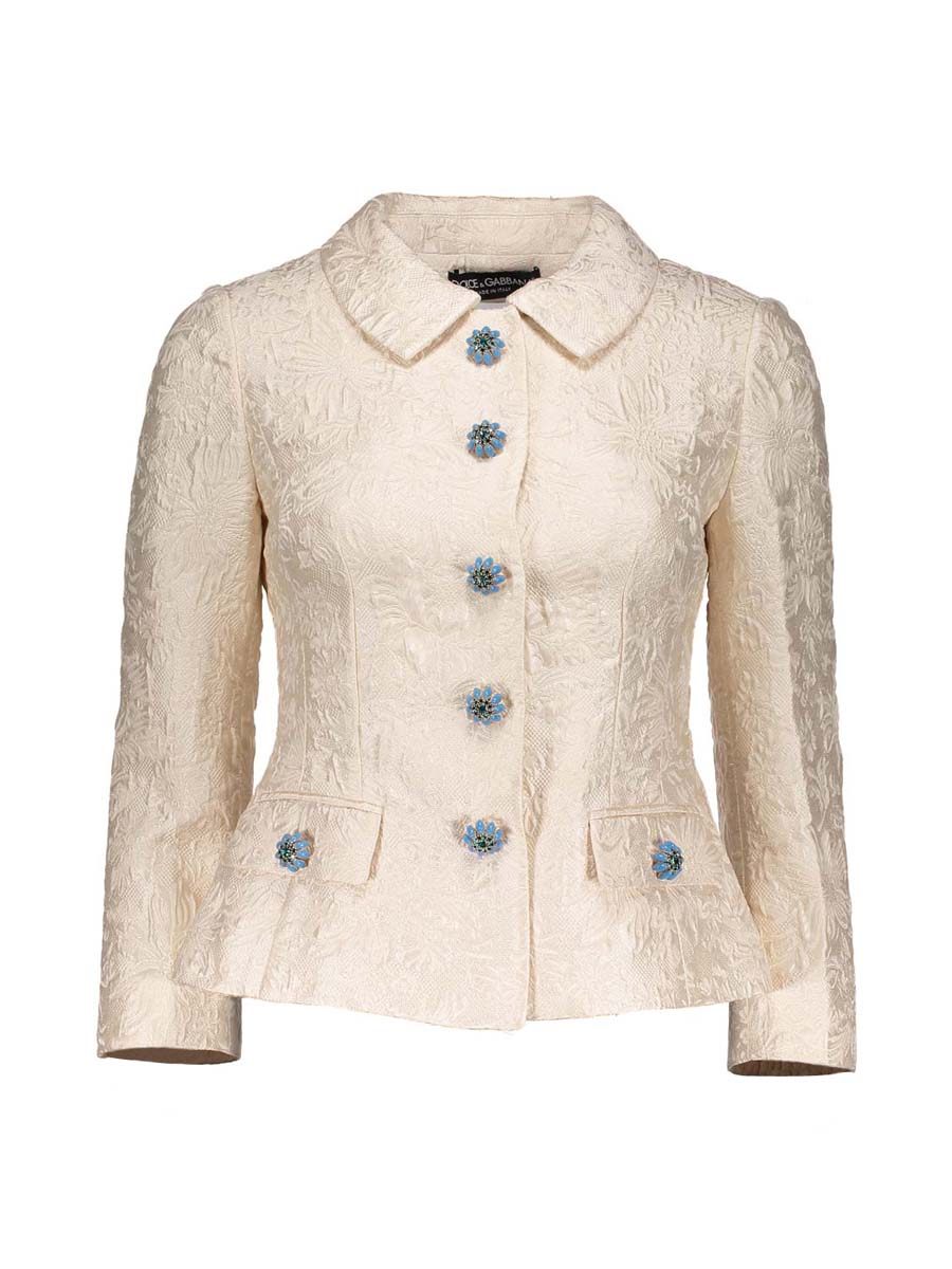 Dolce&Gabbana 米色宽角领印花修身外套