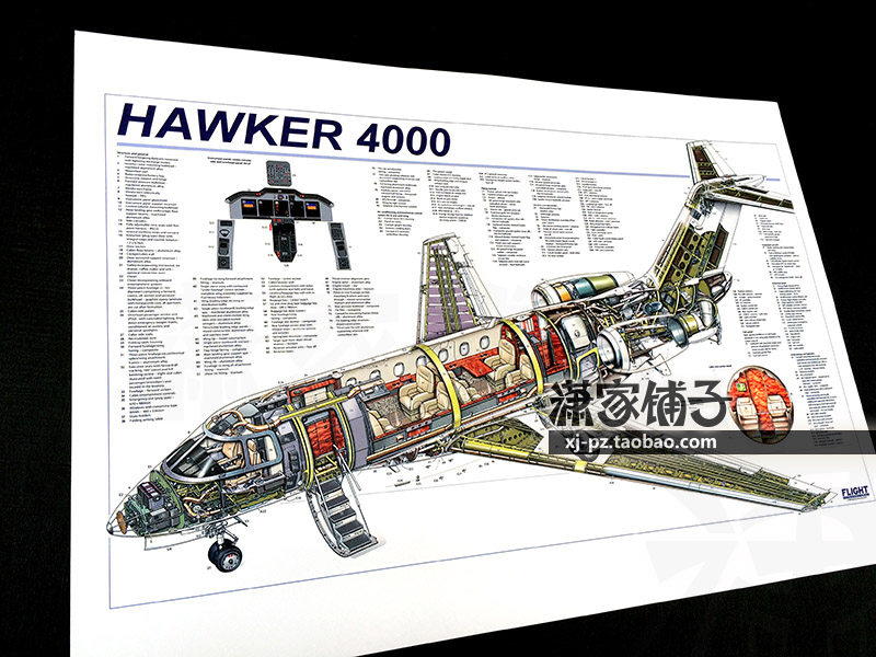 Hawker4000 Business Jet Haoke Raytheon Company Aircraft Wall Chart Space Knowledge Teaching Poster Decorative Painting