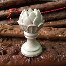 Handmade wood carving Authentic peach wood lotus Baolian lamp ornaments dedicated to typhoon water supplies Town house to ward off evil spirits and evil spirits