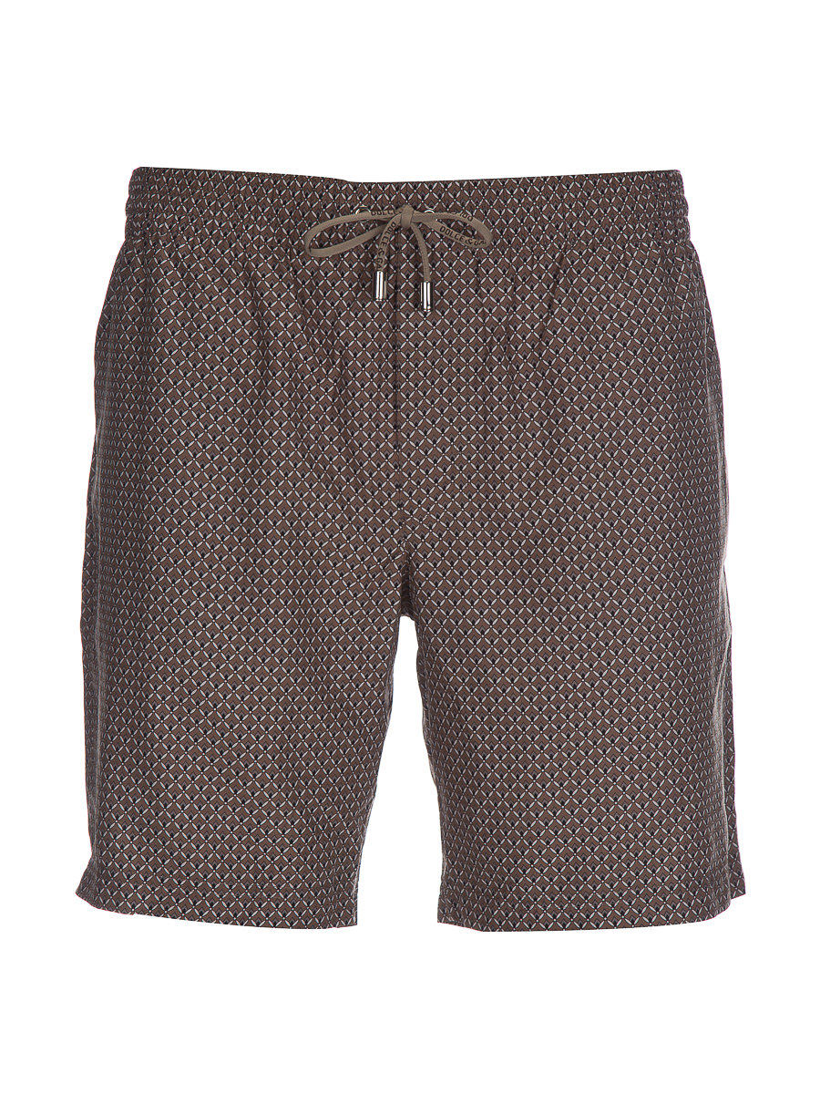 Dolce&Gabbana 咖色几何印花抽绳短裤