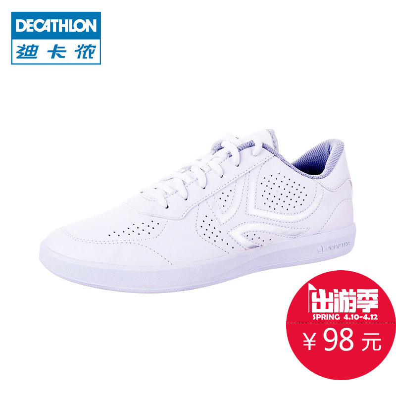 迪卡侬 春季耐磨休闲运动鞋系带白色复古女子网球鞋TS ARTENGO