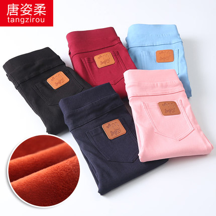 秋冬季女童加绒铅笔裤中大童装儿童加厚打底裤子宝宝外穿小脚长裤