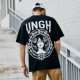 FNNKA Nhật Bản in chân dung retro ngắn tay áo thun ngắn tay nam đường phố thời trang đường phố Harajuku thả vai nửa tay áo áo thun trắng nam Áo phông ngắn