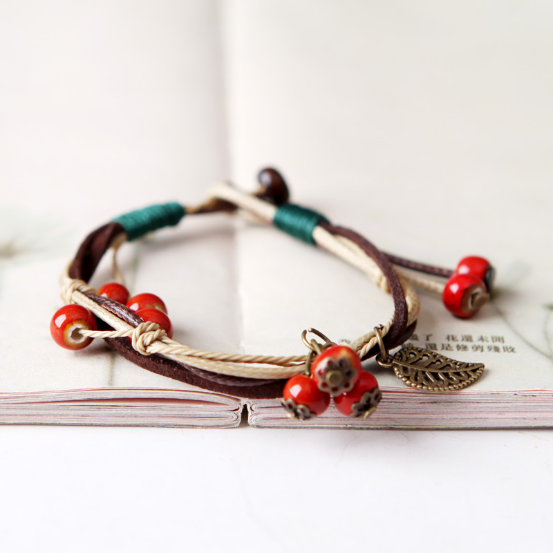 QingGe jingdezhen manual the original ceramic bracelet high - temperature red glaze porcelain bead bracelet, getting girlfriends booth in supply