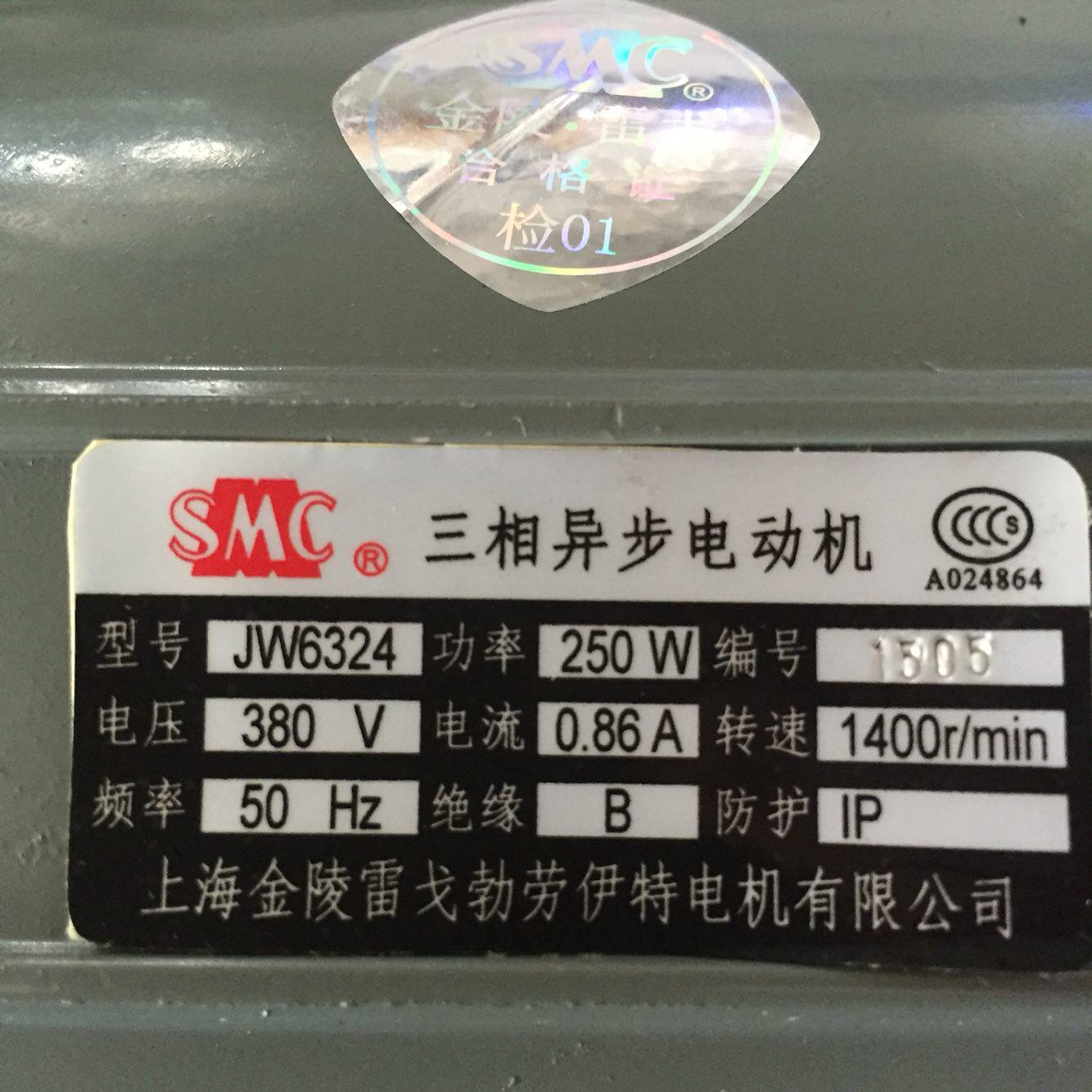 JW6324 380V 250W 1400RPM Shanghai Jinling Regebroyt Motor