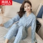 Bộ đồ ngủ kimono cotton ở Nam Cực Áo len nữ dài tay Nhật Bản quần áo rộng tháng cotton phục vụ nhà mùa xuân và mùa thu kiểu đồ bộ