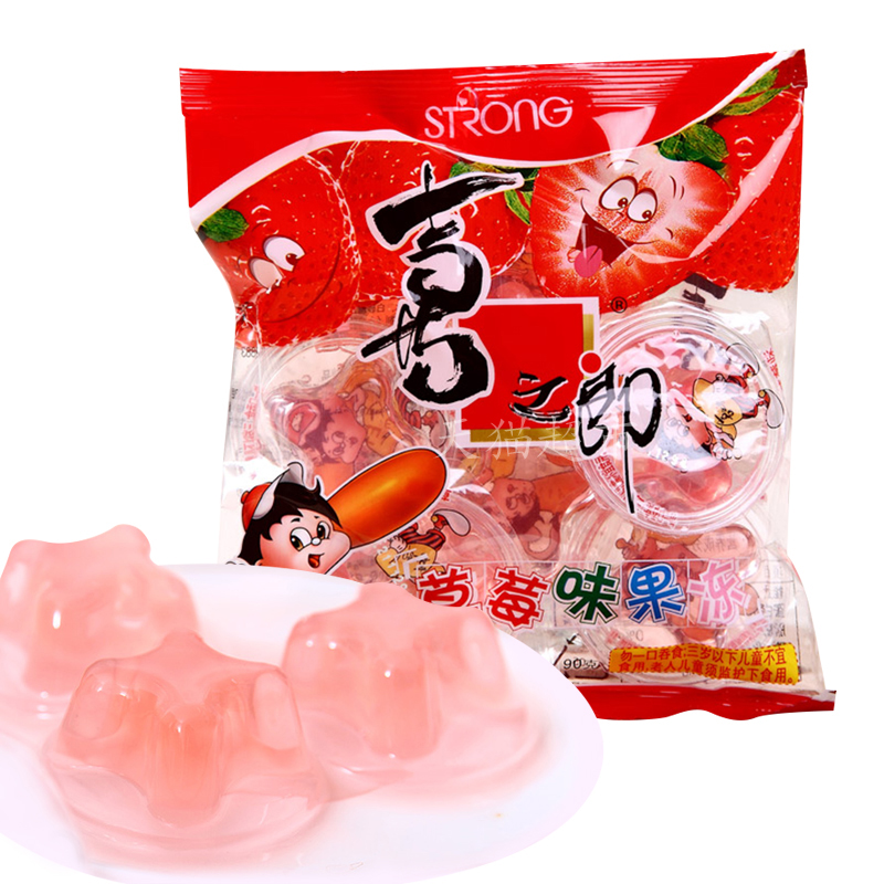 【天猫超市】喜之郎草莓果冻90g/袋水果果肉休闲零食品婚庆喜糖