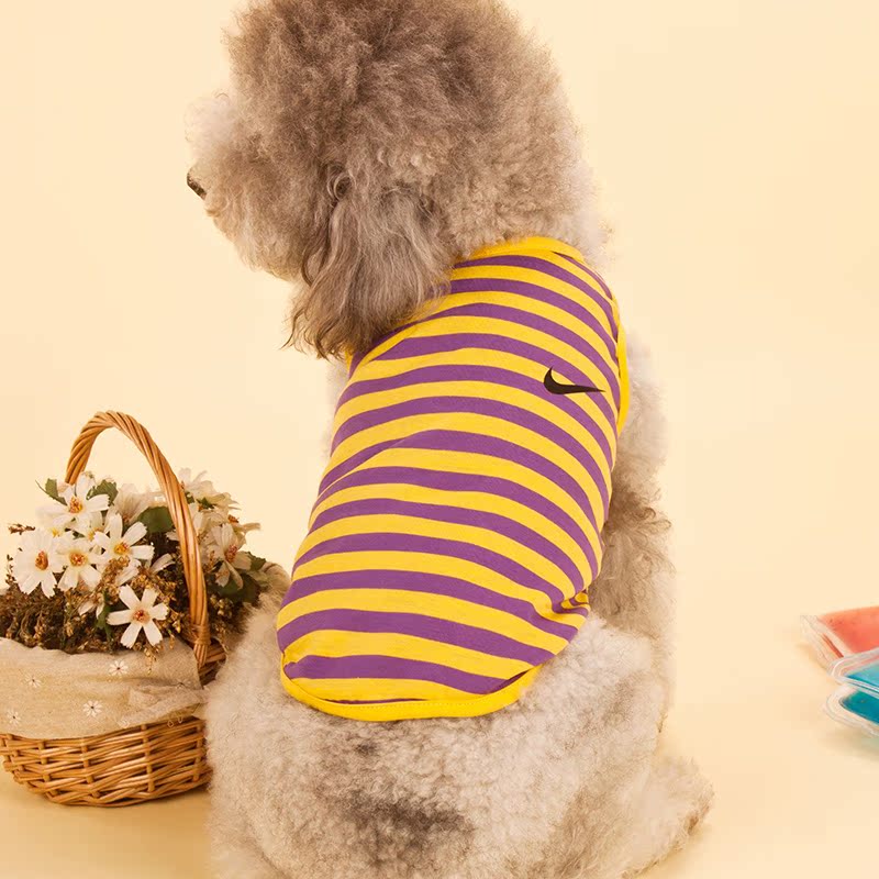 新款泰迪狗狗衣服可爱小型犬帅萌幼犬奶狗夏天背心纯棉条纹春夏款