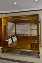 Ming and Qing antique Chinese furniture nanmu Ruyi carved canopy bed solid wood bed double bed environmentally friendly tung oil