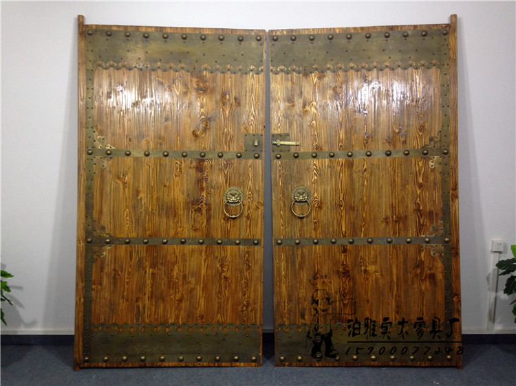 62 large size wooden door ordering bronze door tea door tea building door wall door solid wood gate Old elm wood Chinese style villa gate
