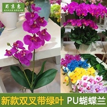 Feel over-glue PU simulation flower phalaenopsis single branch placement home bedroom living room decoration floral decoration