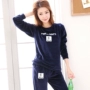Bộ đồ ngủ nữ mùa đông san hô lông cừu phần mỏng có thể được mặc bên ngoài dây vàng flannel mùa xuân và mùa thu thể thao nhà phục vụ ấm áp kiểu áo đồ bộ