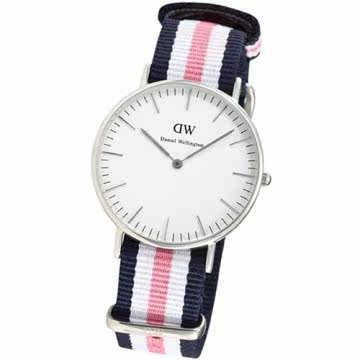 台湾官网直邮进口DW Daniel Wellington 蓝白粉红尼龙表带 银框/3