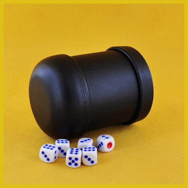 Bar nightclub supplies thickened black straight sieve cup manual dice cup without bottom color cup to send 6 dice dice cup