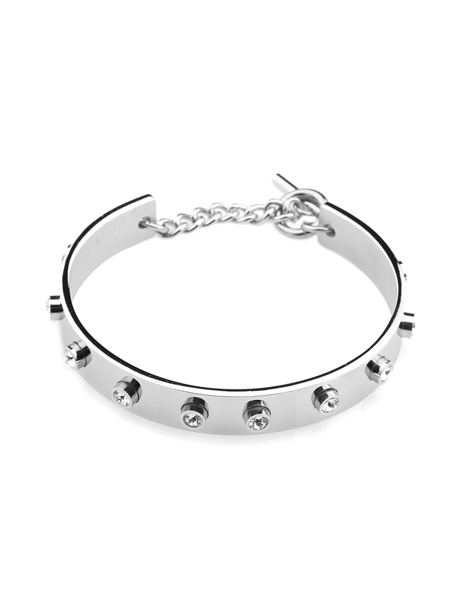 DYRBERG/KERN 银色现代系列间隔圆水晶手镯