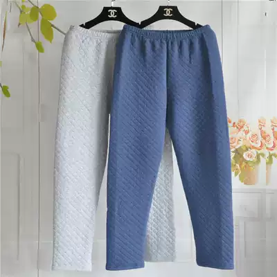 Middle-aged and elderly high-waisted warm pants male layer warm pants cotton break plus fertilizer to increase thickening wei sheng ku quilted warm