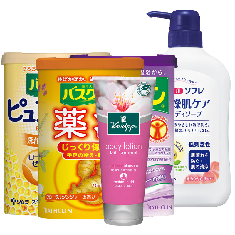 药汤生姜+蜂王浆护肤盐+杏花身体乳75ml+薰衣草690g+舒芙蕾沐浴露