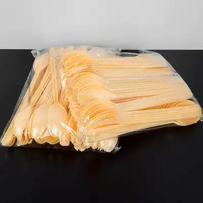 Disposable plastic yellow spoon special DS2 ice cream knife fork tableware 103 transparent soup gel spoon