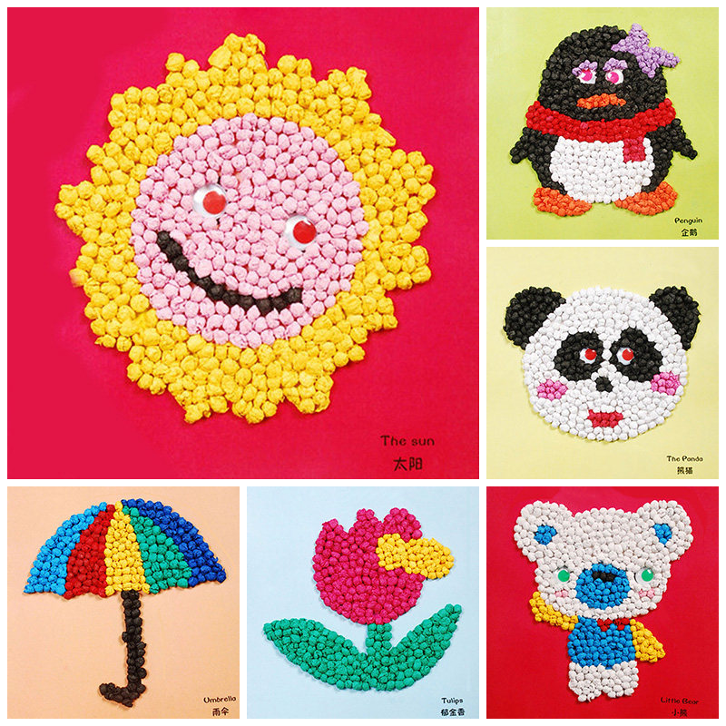 Hand kneading paper stickers rubbing paper painting children hand-made material package kindergarten small class diy paste creative toys