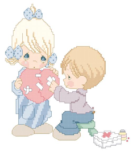 Cross stitch electronic drawing 4447 Water drop doll 180 cute cartoon 94W*109H30 color PAT source file
