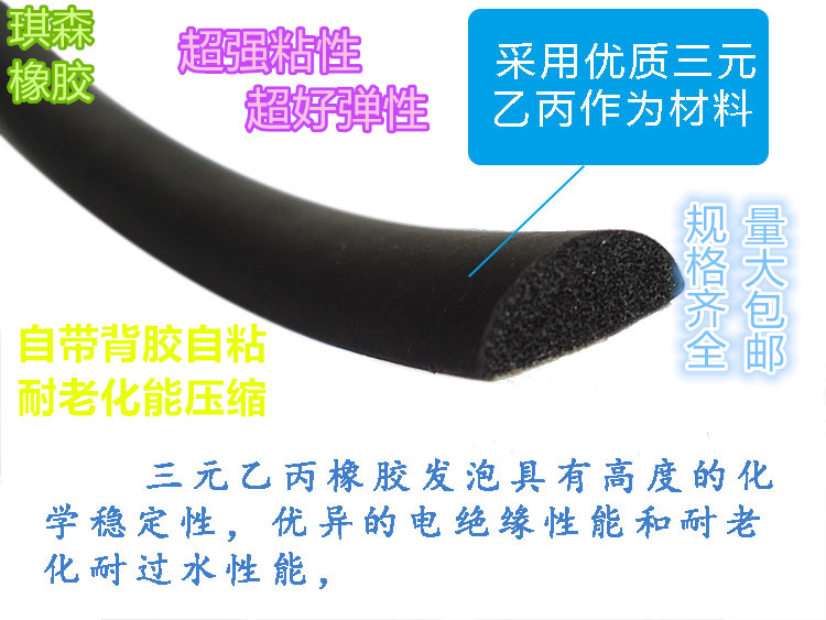 Power distribution cabinet case sealing strip semicircular foaming rubber strip adhesive self-adhesive D type sponge strip door edge anti-noise soundproof strip