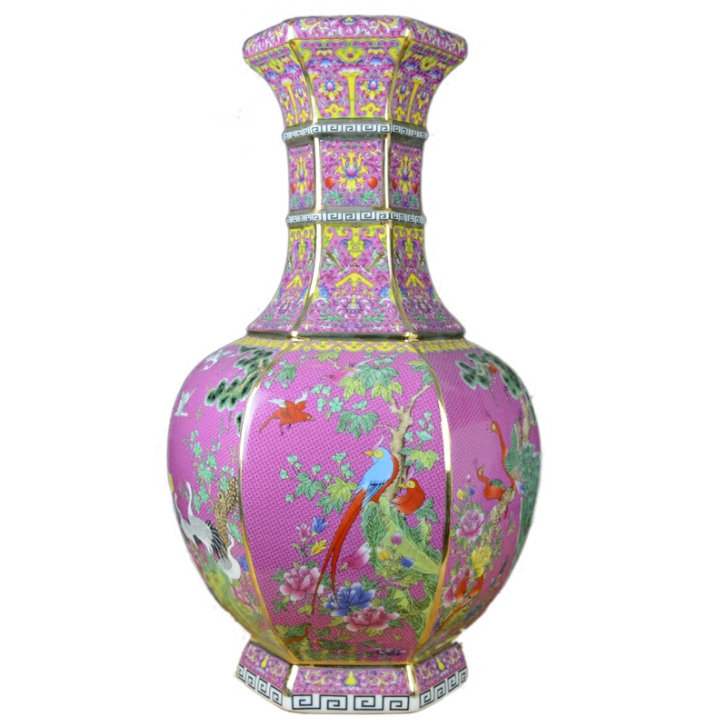 Jingdezhen chinaware paint colored enamel vase sitting room of Chinese style restoring ancient ways porch large home furnishing articles
