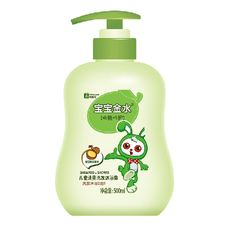 宝宝金水 美嘟兔儿童倍润洗发沐浴露二合一（橄榄+椰乳）500ml