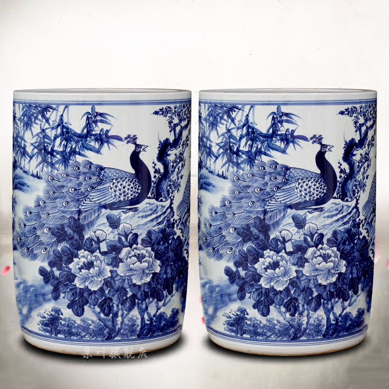 Jingdezhen porcelain ceramic hand - made peacock peony vases sitting room big furnishing articles calligraphy and painting scroll the receive accessory products