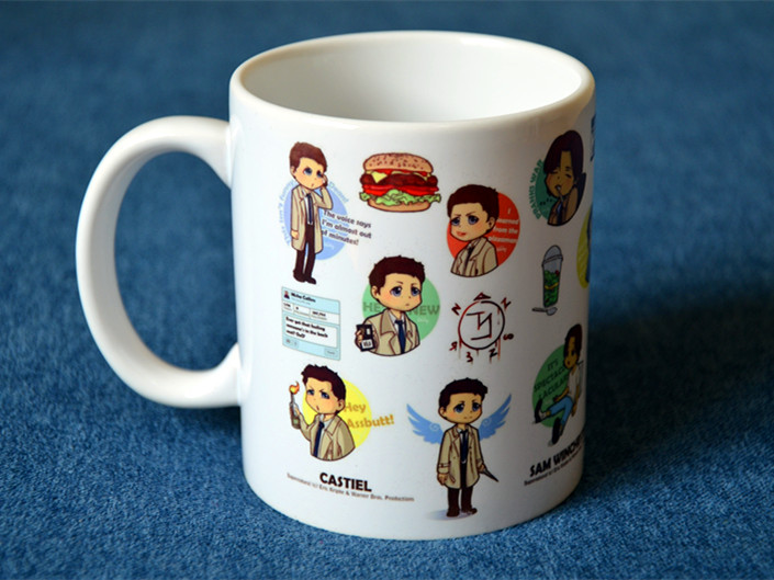supernatural cartoon dean sammy cas super cute mug around the power of evil