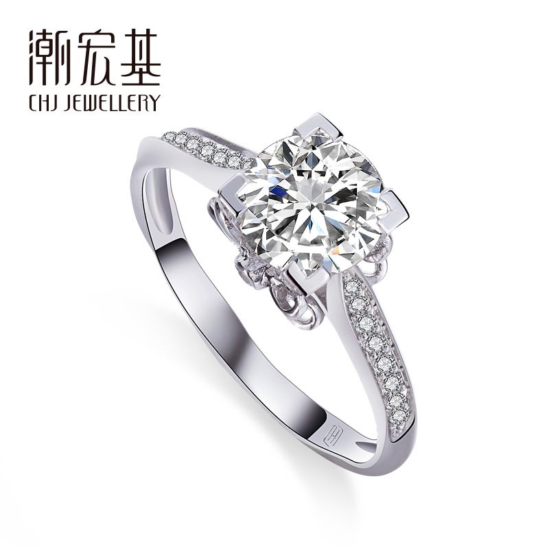 Shopping mall with the same tide Acer love praise pt950 diamond female ring 1 carat diamond ring custom D