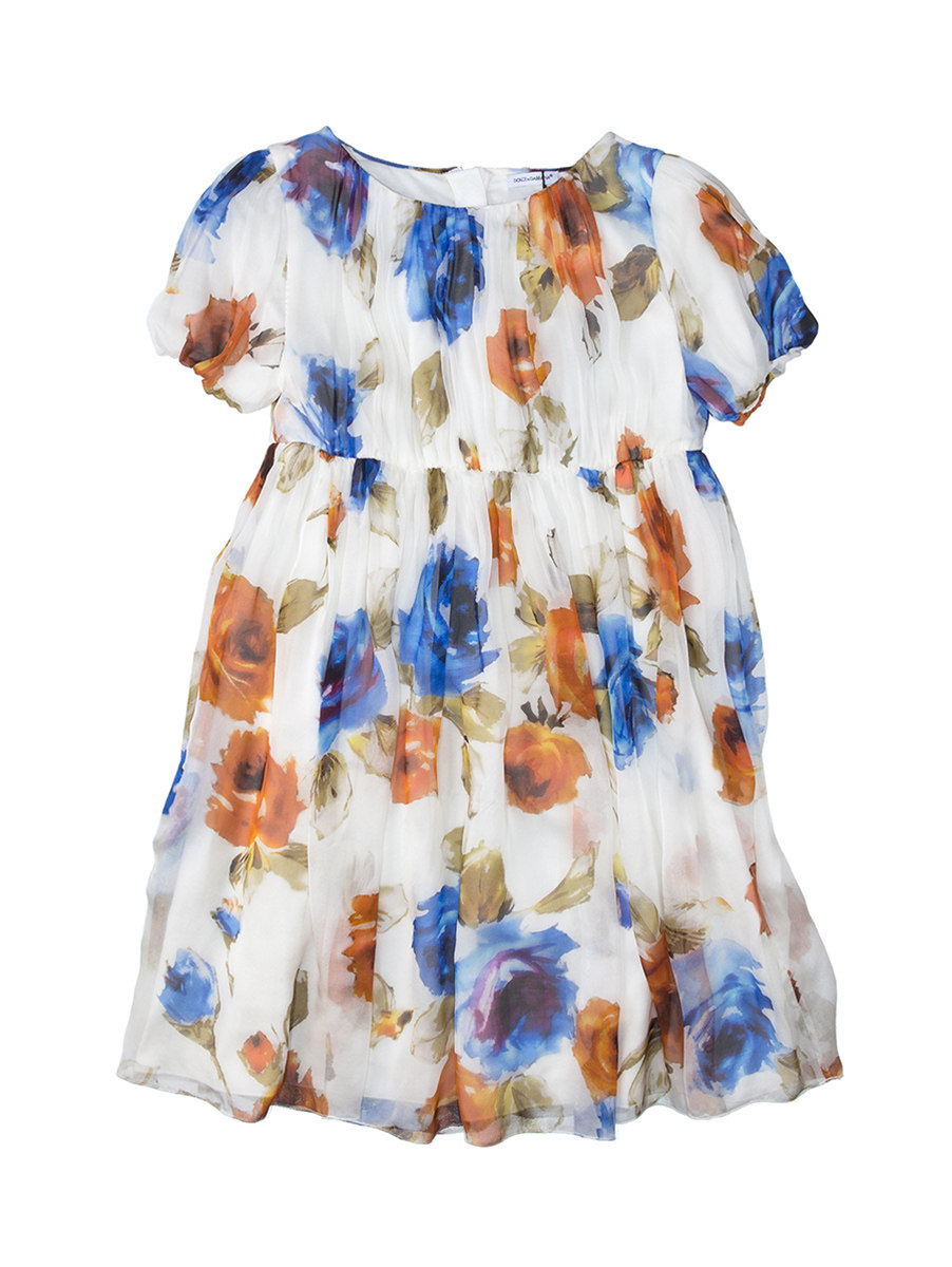 Dolce&Gabbana 白色雪纺印花大童连衣裙