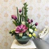 Phalaenopsis artificial flower set fake flower living room hotel front desk coffee table porch decoration decoration decoration large potted flower